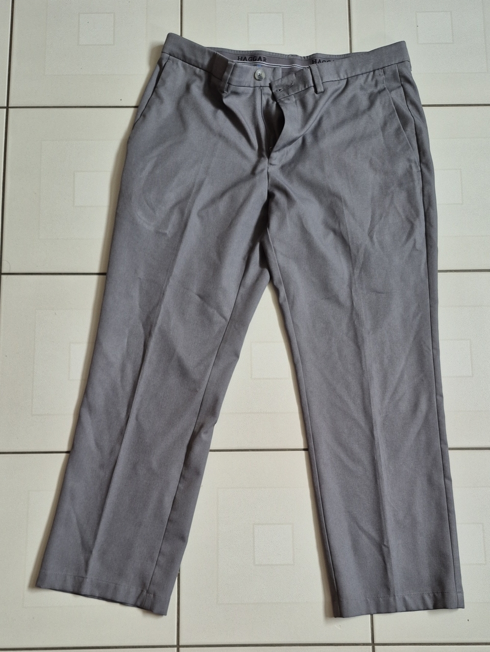 Haggar Men's Light Gray Dress Pants - Straight Fit